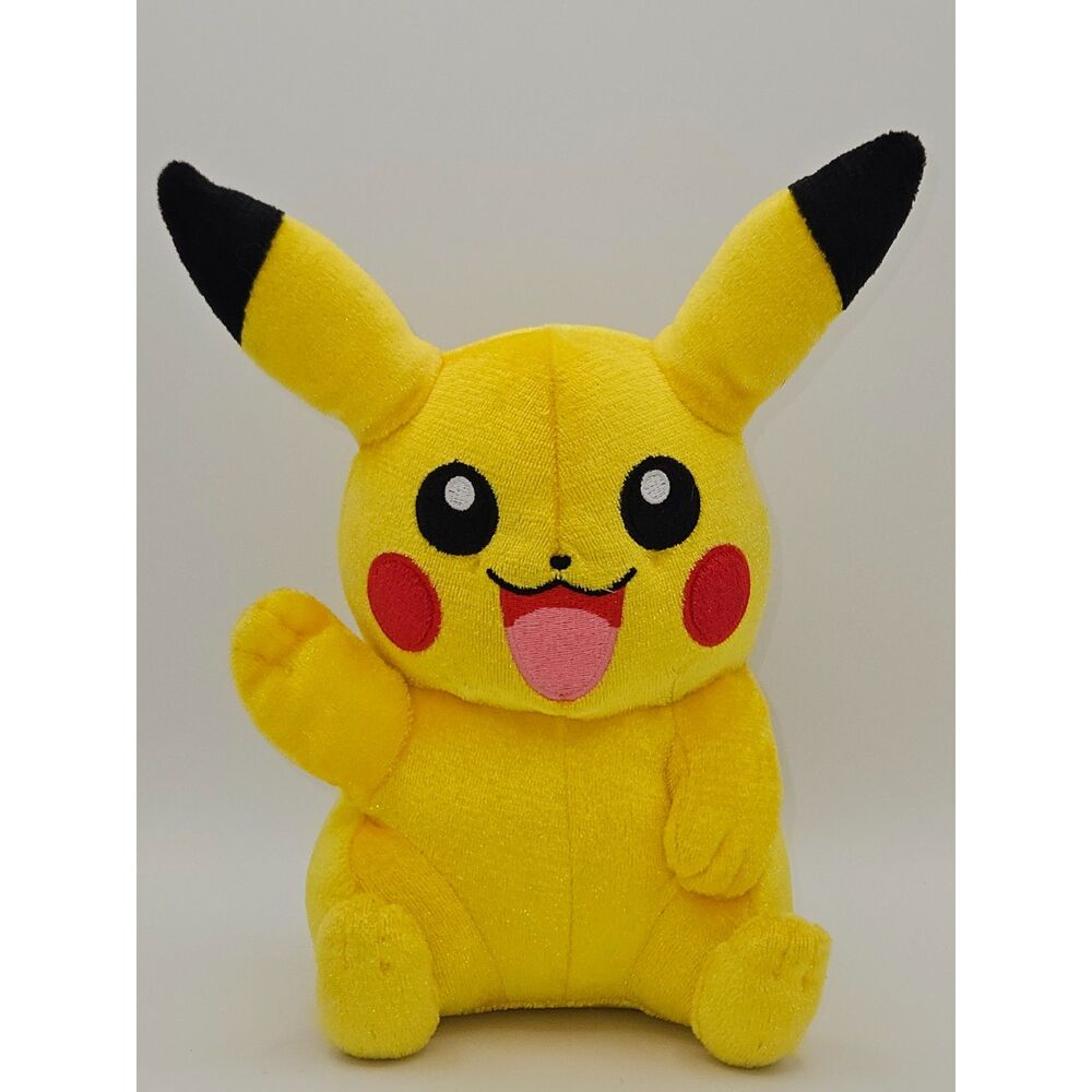 TOMY Pokémon Pikachu 8" Plush Sitting Waving Open Mouth Stuffed Animal T18735